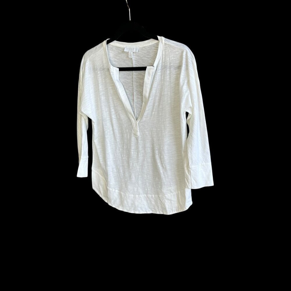 White Label The White Company Split Neck White Organic Cotton Tunic Tee Size 2